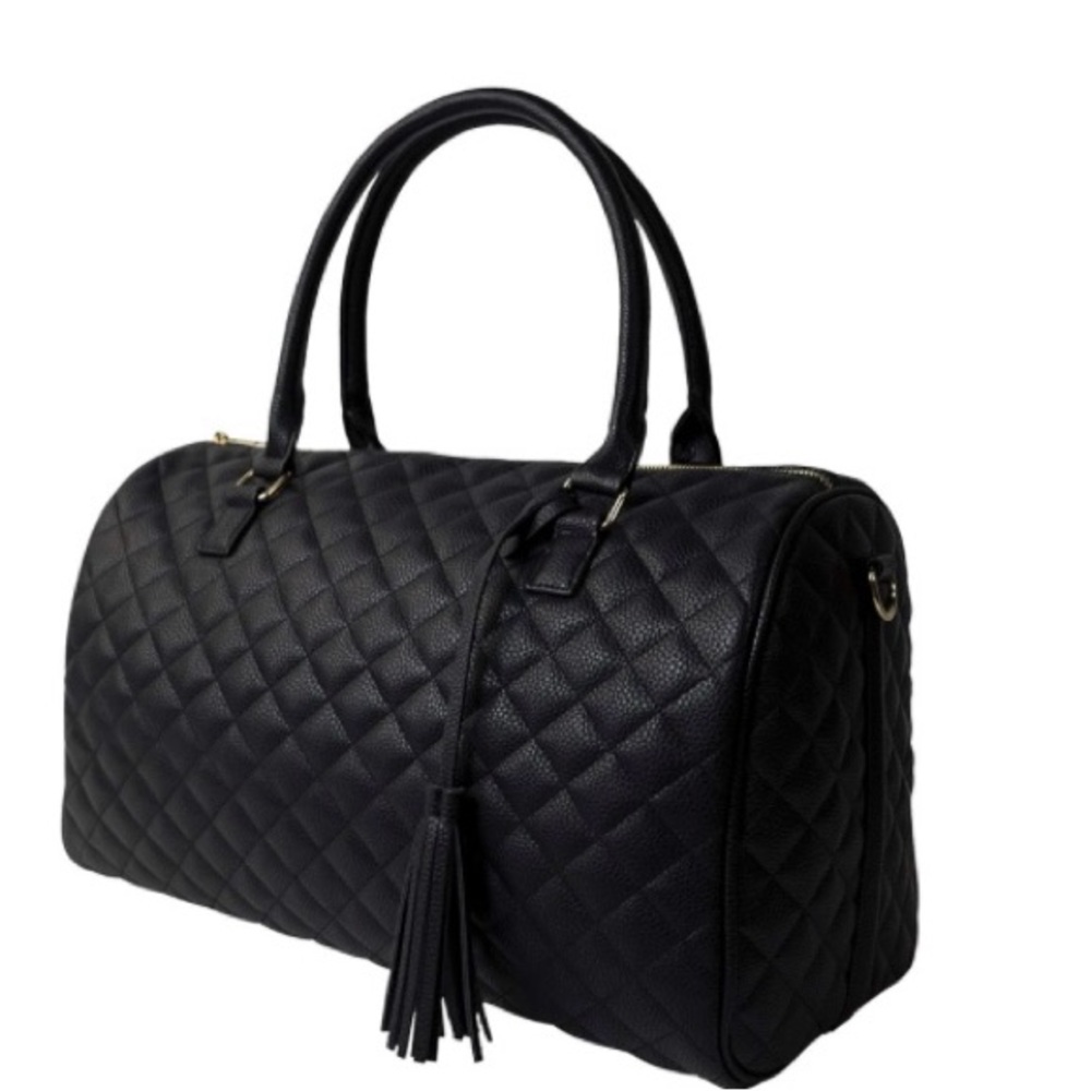 Black Quilted Handbag duffle. Fits on  luggage handle